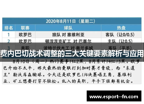 费内巴切战术调整的三大关键要素解析与应用