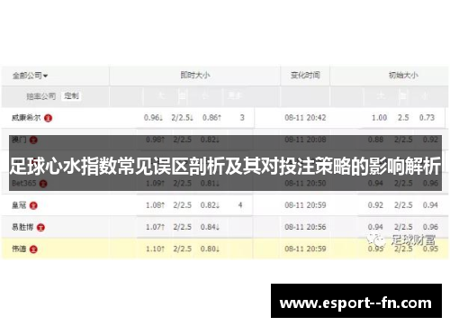足球心水指数常见误区剖析及其对投注策略的影响解析